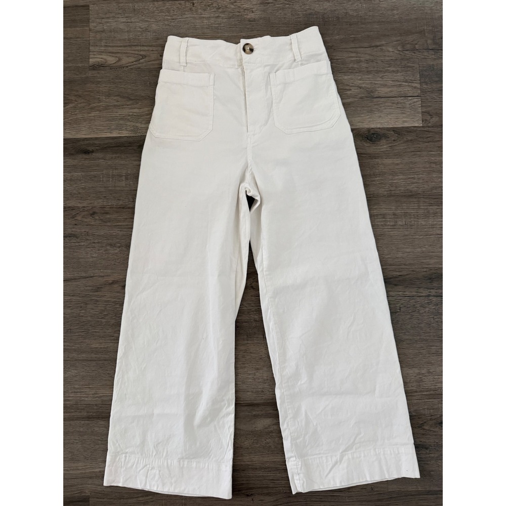 Maeve Anthropologie The Colette White Linen Blend Wide Leg Pants Women's 28